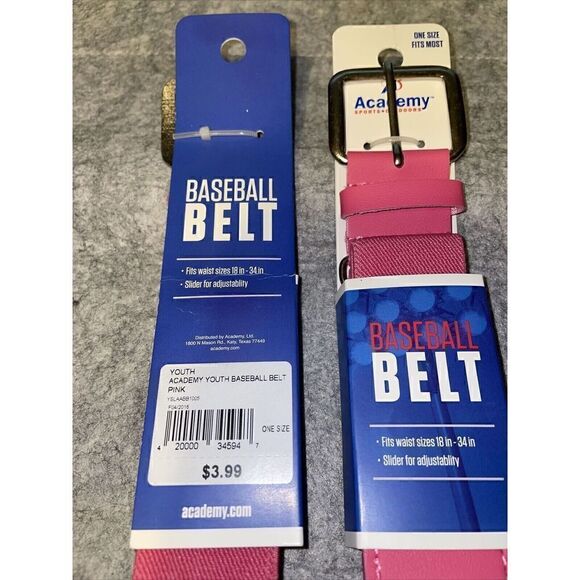 Academy Youth Baseball Belt Adjustable 18"-34" Pink , 2 pack - Picture 2 of 2